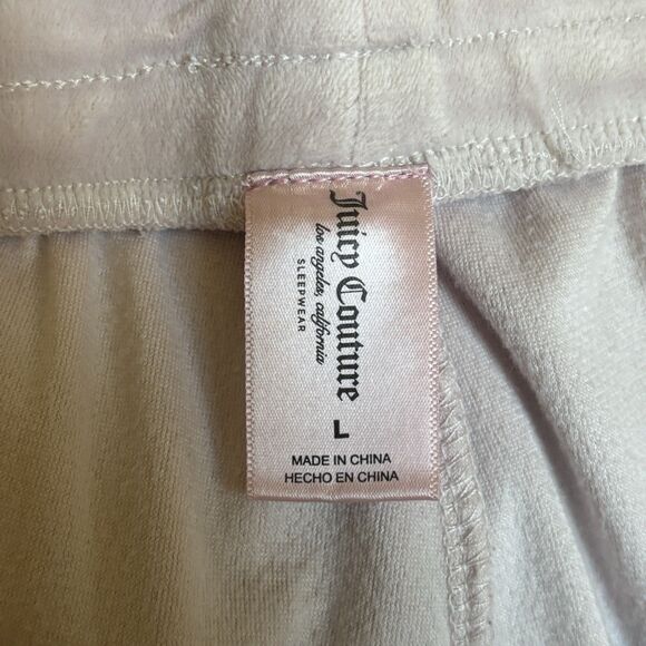 Juicy Couture Womens Sleepwear Shorts SZ Large Velour Y2K Beaded Spellout Pink - Picture 8 of 9